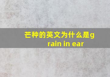 芒种的英文为什么是grain in ear